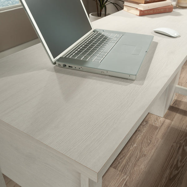 English Elm L-Shaped Desk: Modern White Finish For Small Spaces, Home Offices & Organized Workstations B356P402655