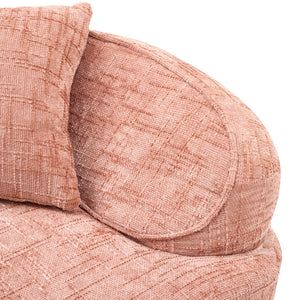 English Elm Pink Curved Two-Person Chenille Sofa with Armrests & 2 Pillows — Compact, Spring-Foam Support W3612P350755