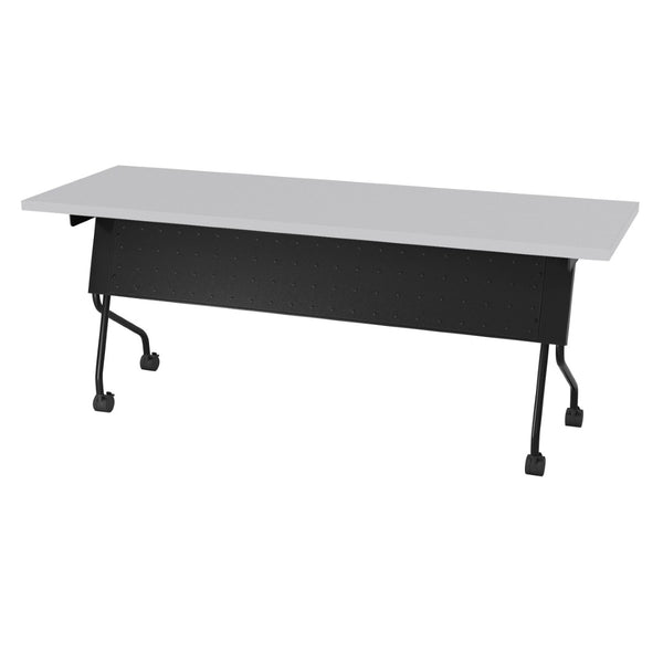 OSP Home Furnishings 6' 6 Foot Flip Top Nesting Training Table with Laminate Work Surface for Classrooms Grey Black 84226BG