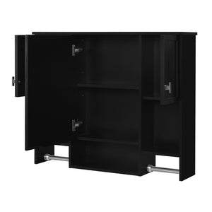 English Elm 35'' Stylish Wall-Mounted Bathroom Storage Cabinet With Mirror & Towel Bar, Modern Design Elegance N710P236929B