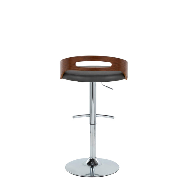 English Elm Adjustable Swivel Barstools with Chrome Base Walnut Accents and Grey Faux Leather Set of 2 B202S02167