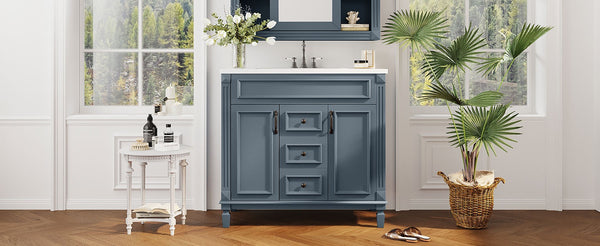 English Elm 36'' Modern Bathroom Vanity With Black Ceramic Sink, Soft-Closing Doors & Drawers, Stylish Storage N710P230231C