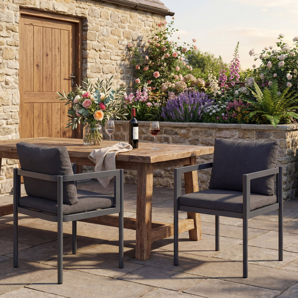 English Elm Outdoor Aluminum Patio Dining Chairs Set of 2 with Cushions Rust Proof Frame N779P369116G