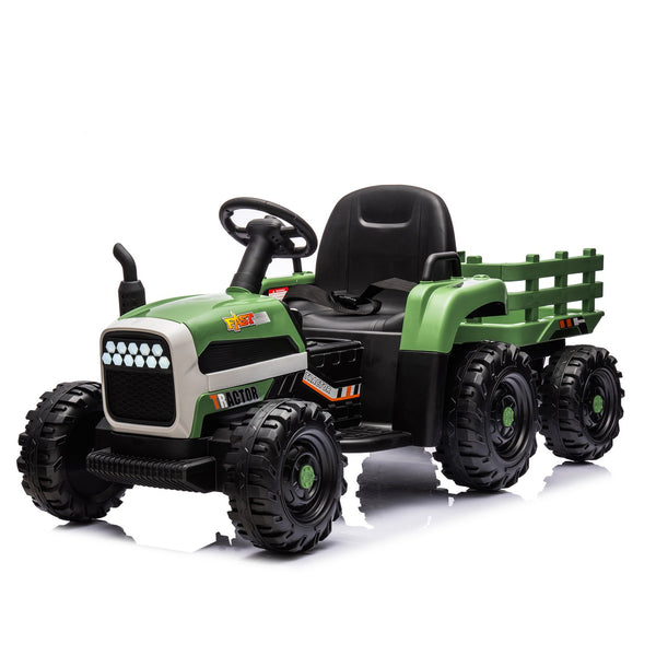 English Elm Ride on Electric Tractor Toy with Trailer 24v 400w Dual Motors Remote Control Led Emerald W1578P193905