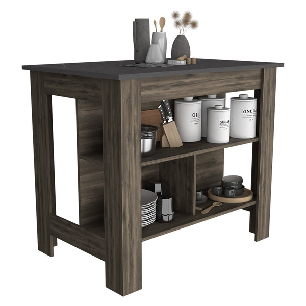 English Elm Brooklyn Kitchen Island With Spacious Work Surface & 3 Concealed Shelves For Organized Storage B128P148879