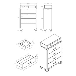 English Elm Civic White King Bedroom Set with Bookcase Headboard Built-in Lighting and Storage B201S00492