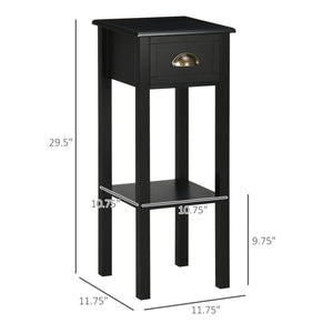 English Elm HOMCOM Slim 29.5" 2-Tier Side Table with Drawer & Elevated Shelf, MDF End Table for Living Room W2225P173882