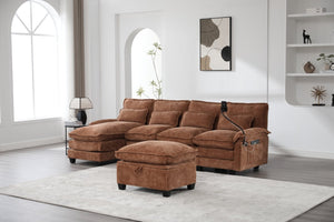 English Elm United We Win 106" U-Shaped Sectional Sofa - Comfy Chenille Couch With Usb Ports, Storage Ottoman & Pillows W1568S00234-GIGA