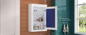 English Elm 20" Medicine Cabinet with Mirror — Space-Saving Wall-Mounted Bathroom Storage with Adjustable Shelf, Modern Carved Design White N710P317680K