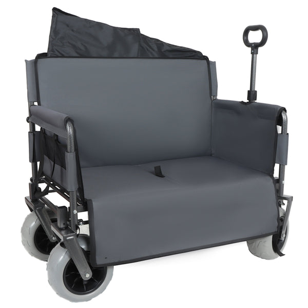English Elm 3-in-1 Folding Utility Wagon Converts to Bench Seat with All-terrain Balloon Tires Gray W2932P312720