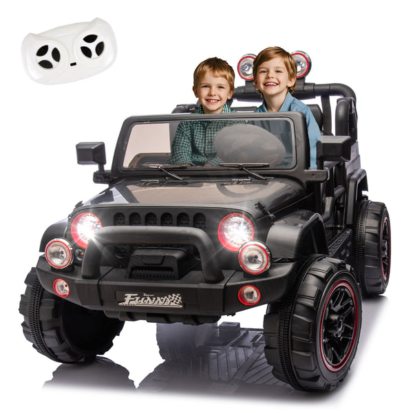 English Elm 24v Kids Electric Ride on Car with Parental Remote Rear Suspension and Bluetooth Audio Black W1578P228743