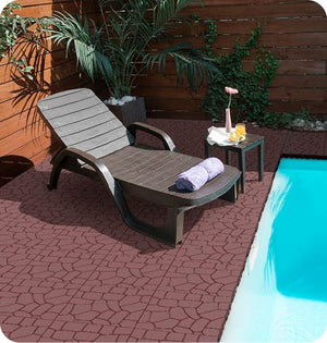 English Elm New Interlocking Polypropylene Patio Floor Tiles 44 Piece Set for Balcony Poolside Use W3022P251868