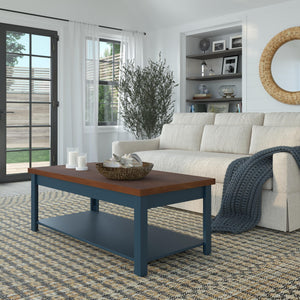 Legends Furniture Bridgevine Home Nantucket 48 Inch Coffee Table, No Assembly Required, Blue Denim And Whiskey Finish Blue Denim And Whiskey, Blue Poplar Solids And Okoume Veneers With Knotty Alder Top Nt4210.Bwk