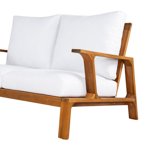 English Elm 2 Piece Acacia Wood Outdoor Sofa Set with Coffee Table and Weather Resistant Cushions Teak,White N719P246159L