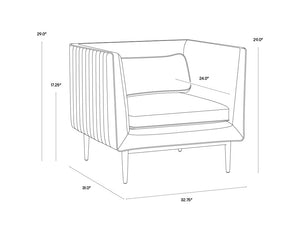 Sunpan Batavia Armchair - Bold Design with Channel Tufting, Sleek Piping, and a Stylish Bronze Base Vintage Black