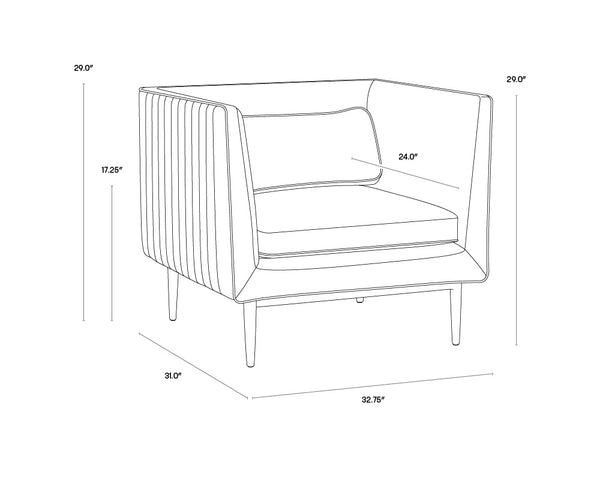Sunpan Batavia Armchair - Bold Design with Channel Tufting, Sleek Piping, and a Stylish Bronze Base Vintage Black