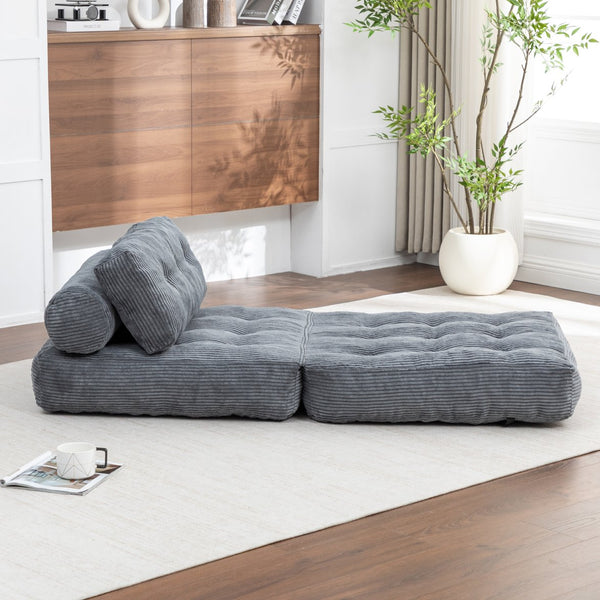 English Elm Folding Floor Sofa Bed Convertible Lounge Chair with Shredded Foam Fill for Bedroom Dark Gray W2200P442794