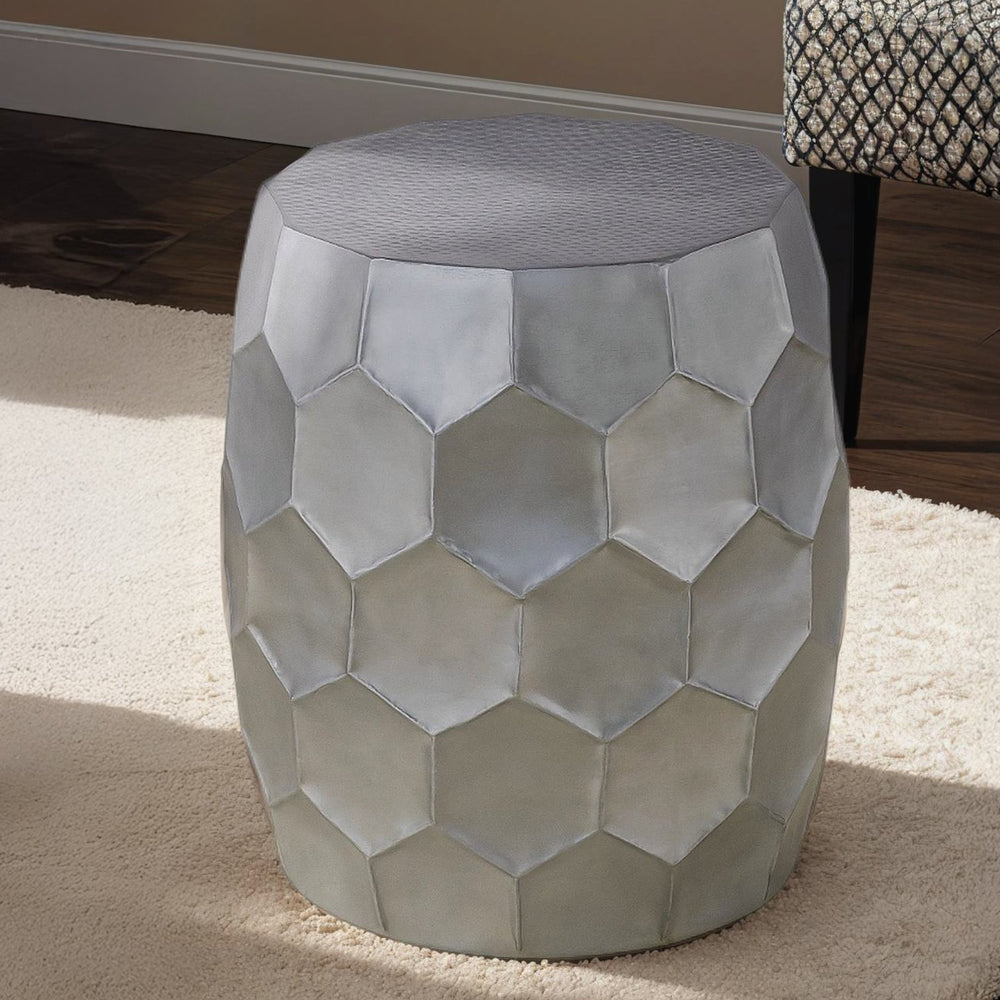 English Elm ET101 Hand-Hammered Hexagonal End Table 21" Height Rounded Accent Table for Modern Rustic Decor Silver B009P295930