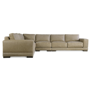 Bernhardt Bernhardt Lars Leather Sectional With Plush Deep Cushions, Wide Track Arms And Textured Wood Block Feet For Modern Living Space Comfort Tan K2094