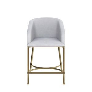 English Elm 26" Glam Counter Stool White Faux Leather Barrel Back Gold Steel Frame Kitchen White Pu B2751P436480