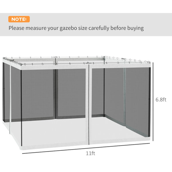 English Elm Outsunny 10' X 12' Mesh Sidewall Set For Gazebo & Canopy Tents - Insect-Blocking, Easy-Zip Panels W2225P174170-GIGA