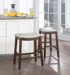 OSP Home Furnishings 24" Saddle Stool - Set of 2 Cream / Dark Walnut