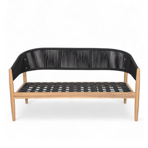 English Elm Christopher Knight Home® - Verona Outdoor Acacia Wood Loveseat With Beige Cushion & Black Rope Accents For Stylish Patios N775P309257B