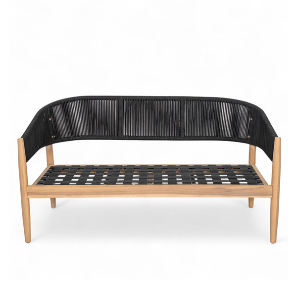 English Elm Christopher Knight Home® - Verona Outdoor Acacia Wood Loveseat With Beige Cushion & Black Rope Accents For Stylish Patios N775P309257B