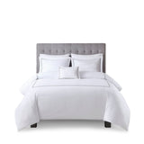 Madison Park Signature 500 Thread Count Luxury Collection Glam/Luxury 100% Cotton Sateen Embroidered Duvet Cover Set MPS12-513 White/Grey