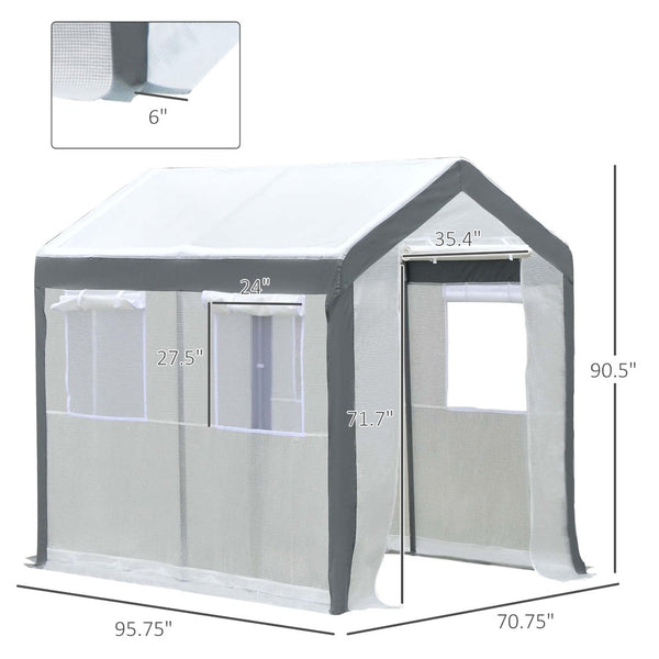 English Elm Outsunny 8' X 6' Walk-In Greenhouse With Roll-Up Windows & Zippered Doors For Year-Round Gardening W2225P175540-GIGA