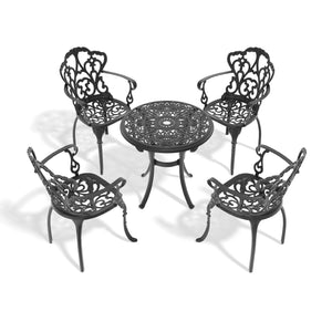 English Elm 5-piece Cast Aluminum Outdoor Dining Set with Carved Patterns and Weather Resistant Frame W1710S00538