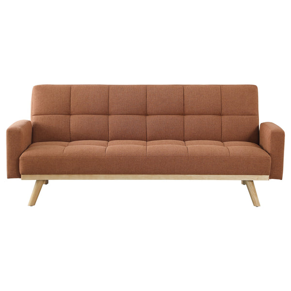 English Elm Declan Terracotta Upholstered Convertible Sofa Bed with Tufted Seats, Track Arms & Angled Wood Frame - Cozy Modular Design for Casual Living Rooms B062P358308
