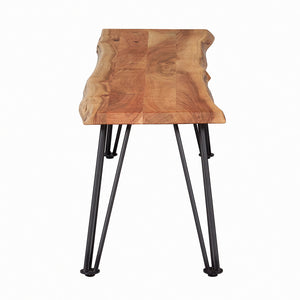 English Elm Zora Natural Acacia Live Edge Dining Bench with Gunmetal Hairpin Legs, Rustic Industrial Strength B062S00715