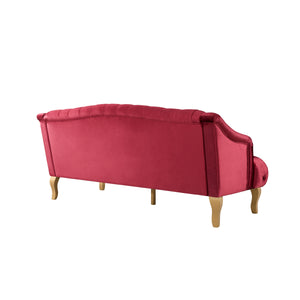 English Elm Comfy Velvet Tufted Three Seat Sofa with Rolled Arms Mid Century Modern Living Room Wine Red N760P178601J