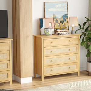 English Elm Sideboard Buffet Cabinet - Modern Wooden Console With 4 Drawers For Home, Kitchen & Living Room Decor T3623P380118-GIGA