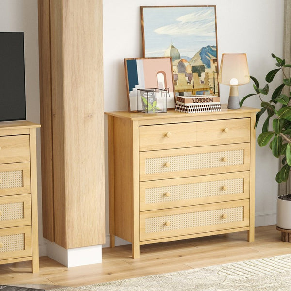 English Elm Sideboard Buffet Cabinet - Modern Wooden Console With 4 Drawers For Home, Kitchen & Living Room Decor T3623P380118-GIGA