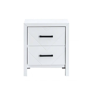 English Elm Morris 2-Drawer Nightstand with V-Shape Embossed Fronts, Dovetailed Drawers & Removable Handles White 27.8 L x 22.13 W x 18.9 H B078P408785