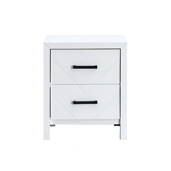 English Elm Morris 2-Drawer Nightstand with V-Shape Embossed Fronts, Dovetailed Drawers & Removable Handles White 27.8 L x 22.13 W x 18.9 H B078P408785