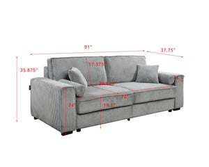 English Elm 91''Large Convertible Sofa Bed with Storage, 3-Seater Sleeper Couch for Small Spaces & Guests Grey W1417S00141