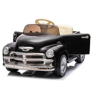 English Elm 12v Chevrolet 3100 Licensed Vintage Pickup Ride on Truck with Led Lights and Parent Remote Black W1578P214177