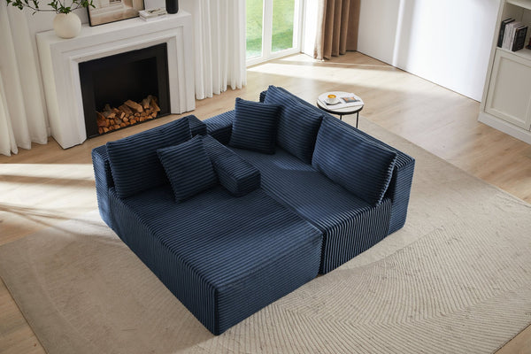 English Elm L-Shaped Cloud Sectional Sofa - Deep Seat Comfort, No Assembly, Modular Sleeper For Any Space, Blue W2339P294927