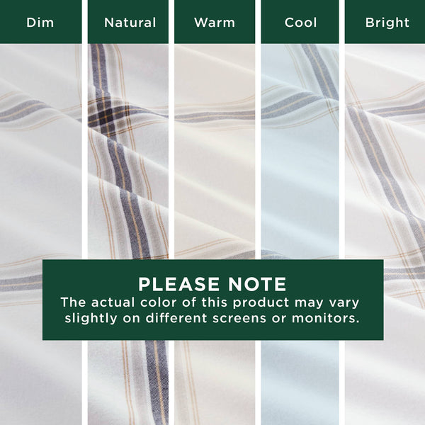 English Elm 4 Pcs Queen Sheet Set - Cozy Tan Plaid Cotton Flannel For Ultimate Comfort & Timeless Style B035P319778