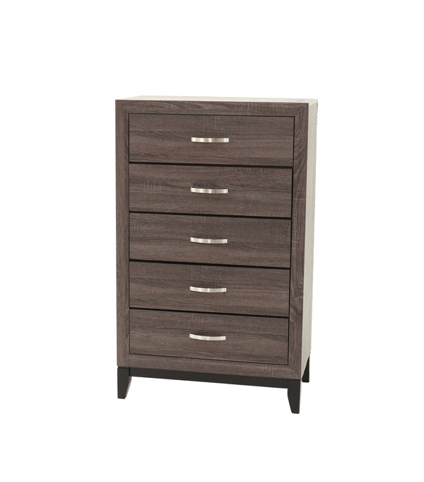 English Elm Bedroom Rustic Grey Oak Tall Chest 5-Drawer Solidwood Style Pine Storage Cabinet 31x16x50" B011P250826