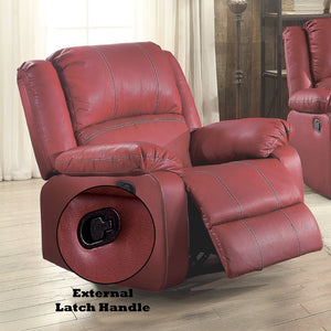 English Elm Zuriel Red PU Leather Motion Rocker Recliner with Pocket Coil Seat, 135° Manual Recline, Ergonomic Comfort B2726P285314