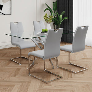 English Elm Modern Faux Leather Dining Side Chairs with Chrome Legs Ergonomic Set of 2 W210127282
