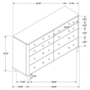 English Elm Stevie Sand Wash 8-Drawer Dresser - Mid-Century Modern Elegance With Bohemian Flair For Stylish Storage B062P358072-GIGA