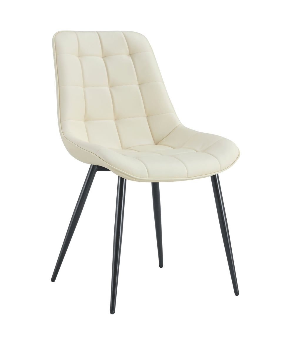 English Elm Modern Cream White Fabric Dining Chair - Stylish Grid Pattern For Contemporary Comfort & Versatility W370P207353