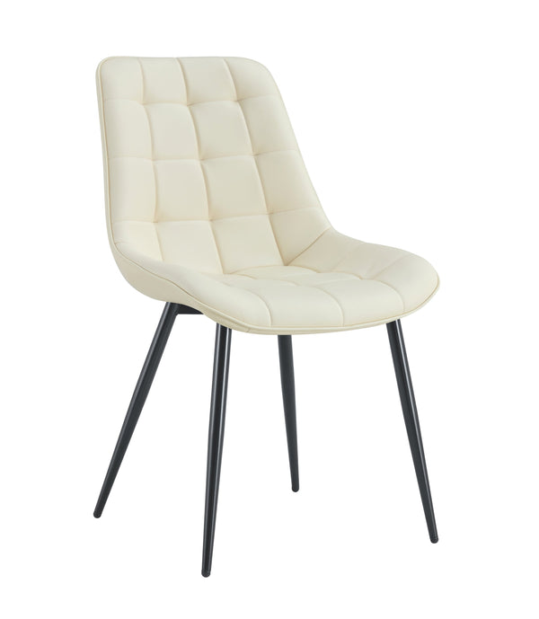 English Elm Modern Cream White Fabric Dining Chair - Stylish Grid Pattern For Contemporary Comfort & Versatility W370P207353