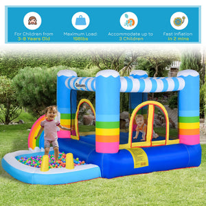 English Elm Outsunny Kids Inflatable Castle with Trampoline Pool and Blower for Backyard Fun W2225P217314