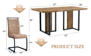 English Elm Table 67"X36" Modern 5-Piece Dining Set With Brown Fabric Chairs For Kitchen & Dining Room Use W1151S01955-GIGA